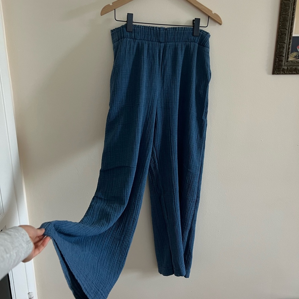 Blue Textured Pants
